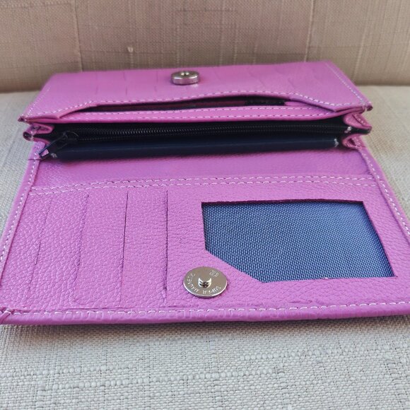 Passport Holder Pink Genuine Leather Purse Wallet Card Holder Multi Compartments - Picture 9 of 13